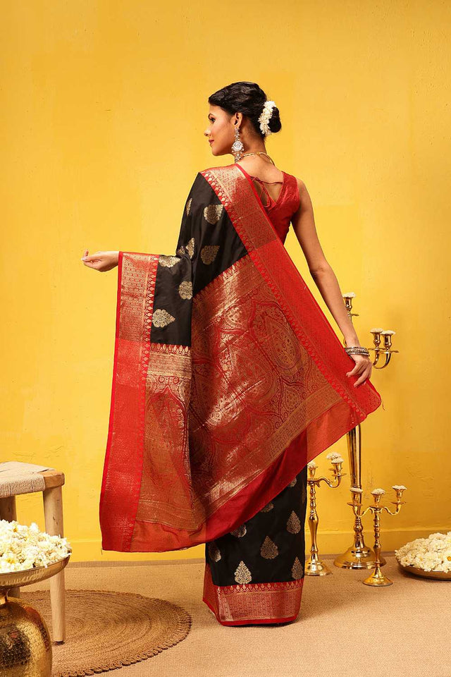 Black Zari Woven Silk Saree