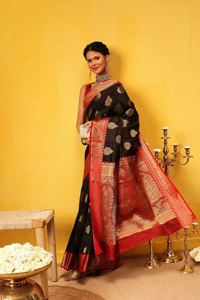 Black Zari Woven Silk Saree