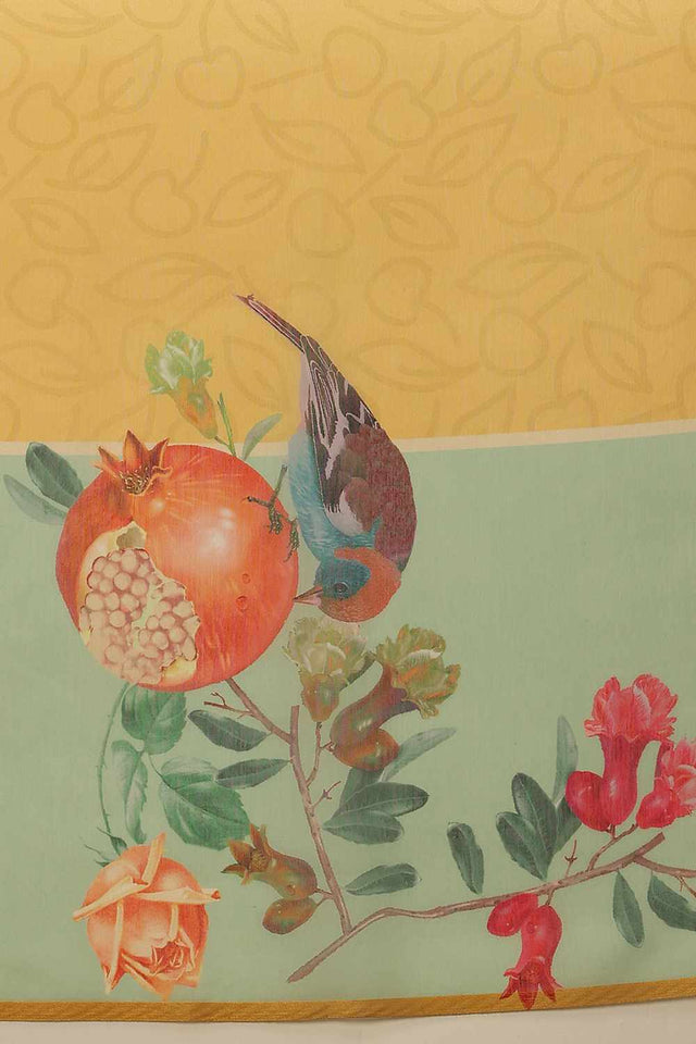 Blue Chanderi Printed Cotton Saree