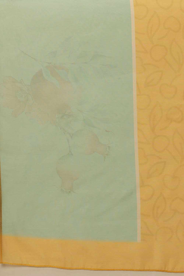 Blue Chanderi Printed Cotton Saree