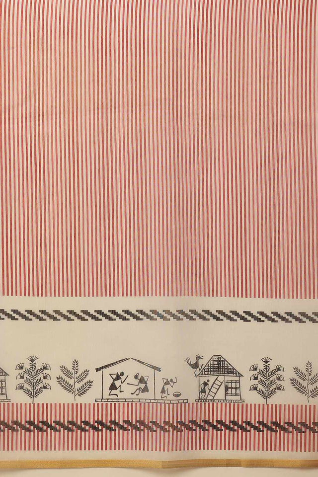 Yellow Chanderi Printed Cotton Saree