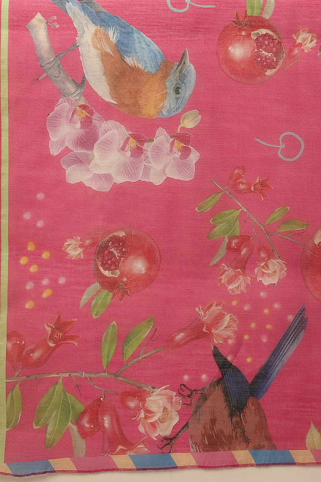 Olive Chanderi Geomatric Printed Cotton Saree