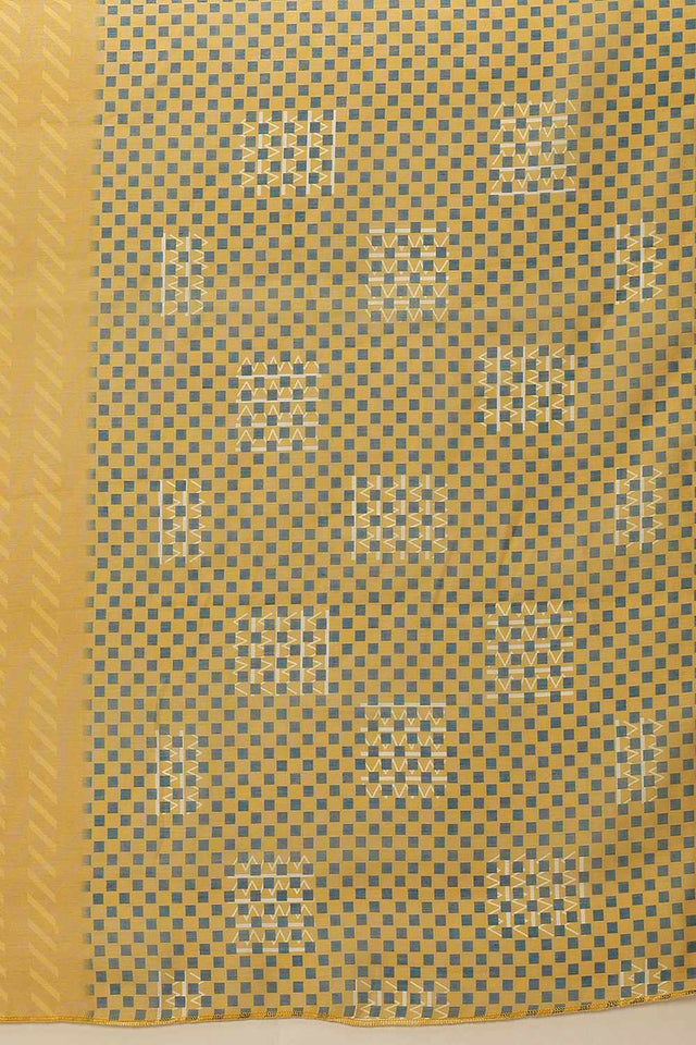Yellow Chanderi Printed Cotton Saree