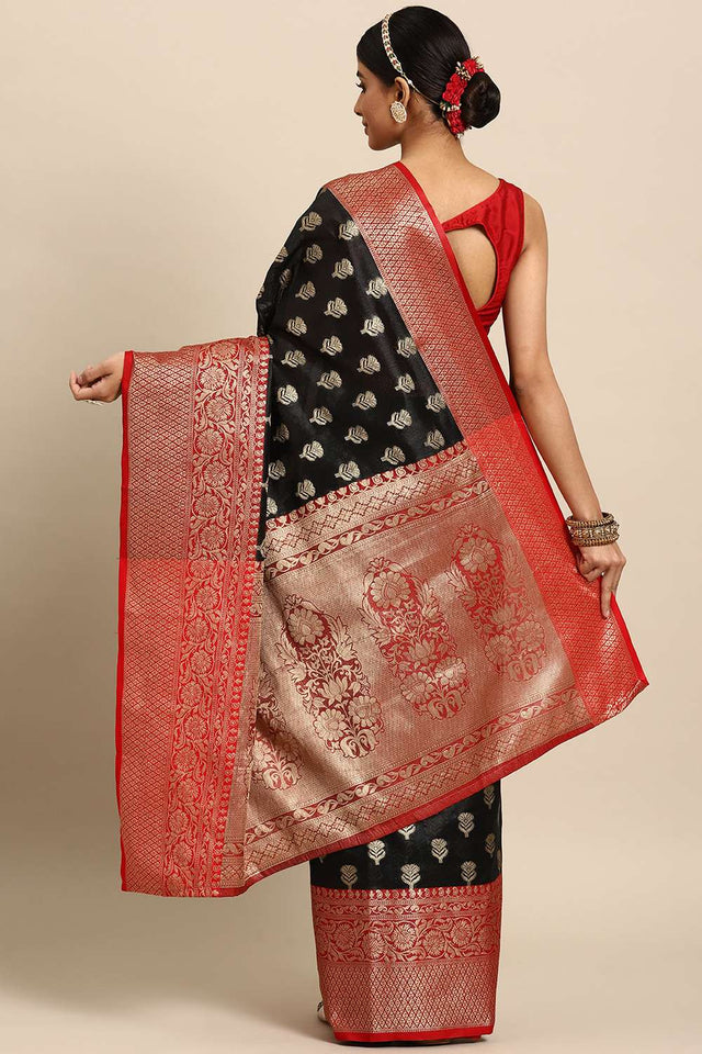 Black Woven Kanjivaram Silk Saree
