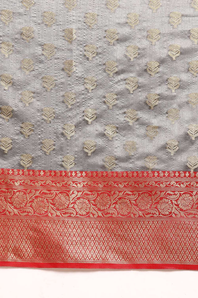 Grey Woven Kanjivaram Silk Saree
