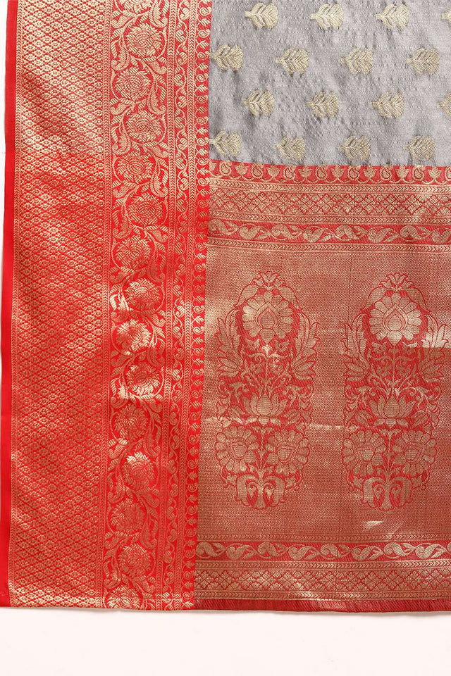 Grey Woven Kanjivaram Silk Saree