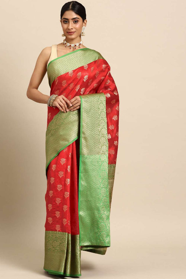 Red Woven Kanjivaram Silk Saree