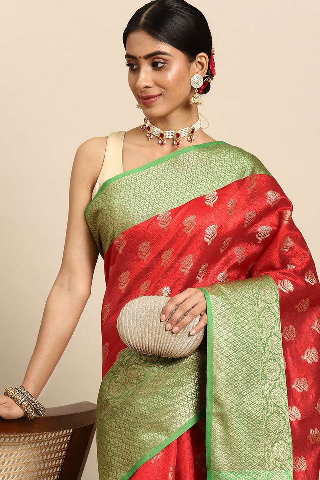 Red Woven Kanjivaram Silk Saree