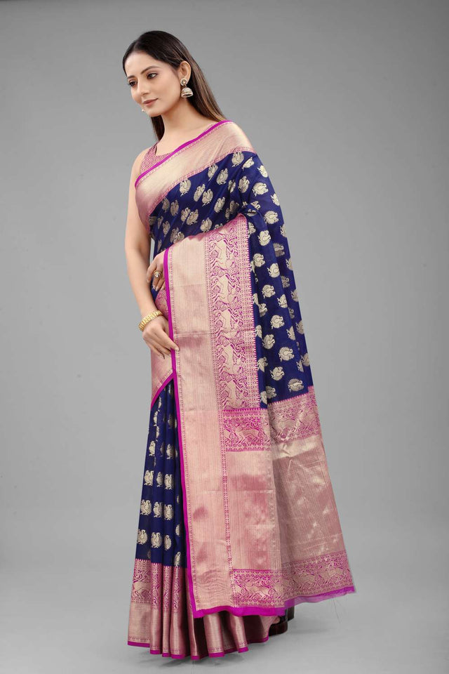 Blue Woven Kanjivaram Silk Saree