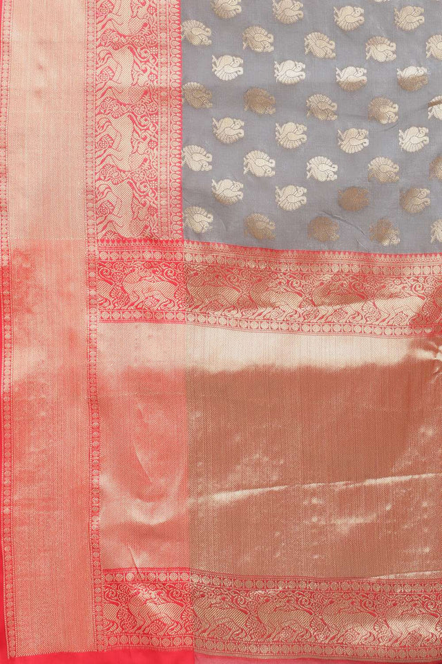 Grey Woven Kanjivaram Silk Saree