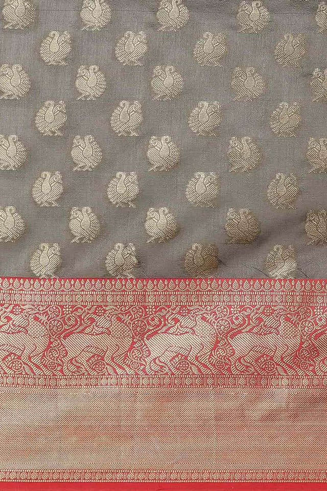 Grey Woven Kanjivaram Silk Saree