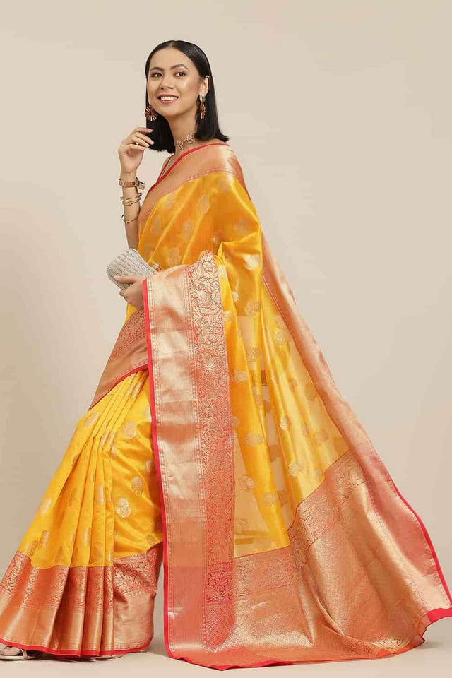 Yellow Woven Kanjivaram Silk Saree