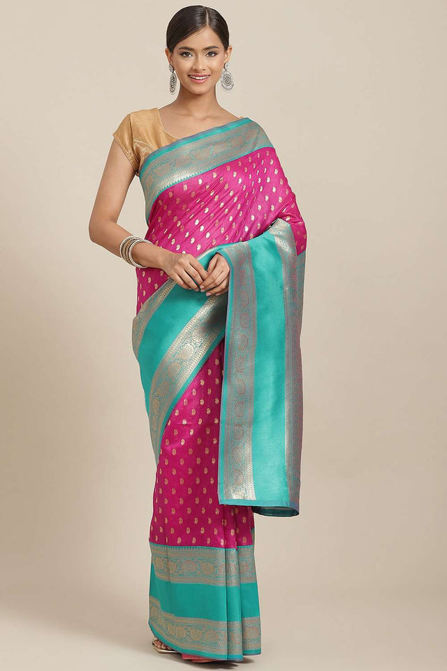 Magenta Woven Kanjivaram Silk Saree