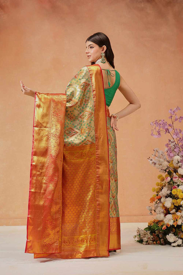 Grey Banarasi Pure Silk Woven Saree