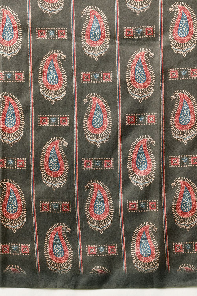 Black Paisley Printed Art Silk Saree (SZ-DGAJRAKH-3284)
