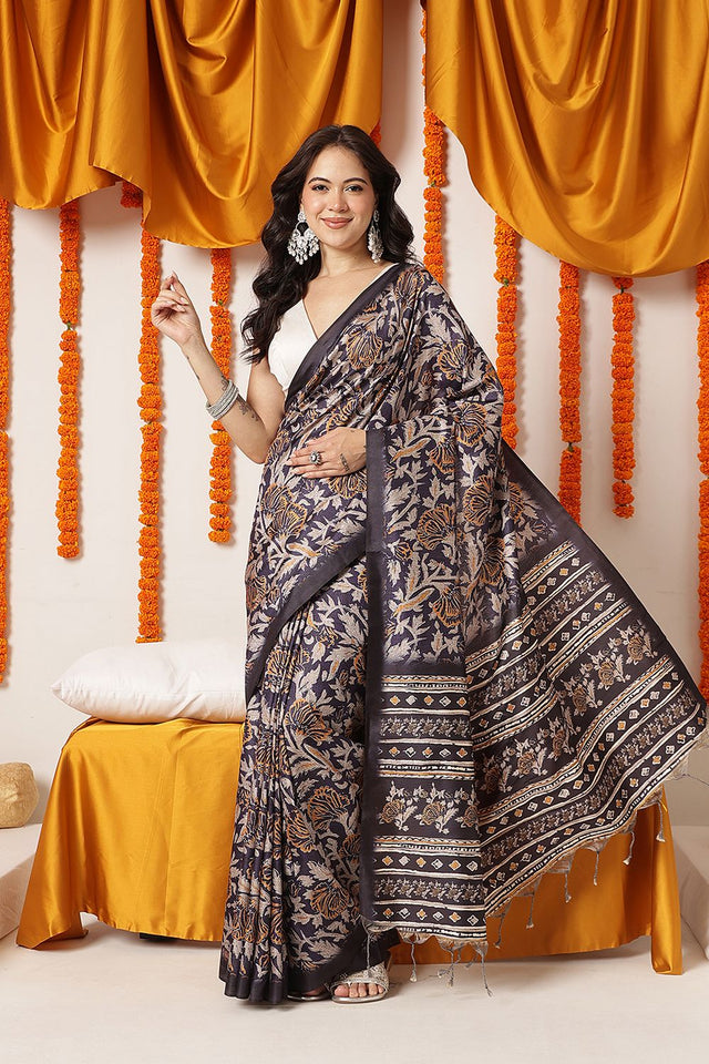 Blue Ajrakh Printed Art Silk Saree (SZ-DGAJRAKH-3285)