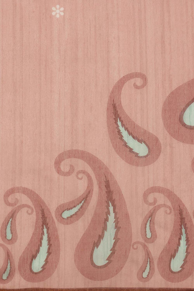 Peach Floral Printed Cotton Blend Saree