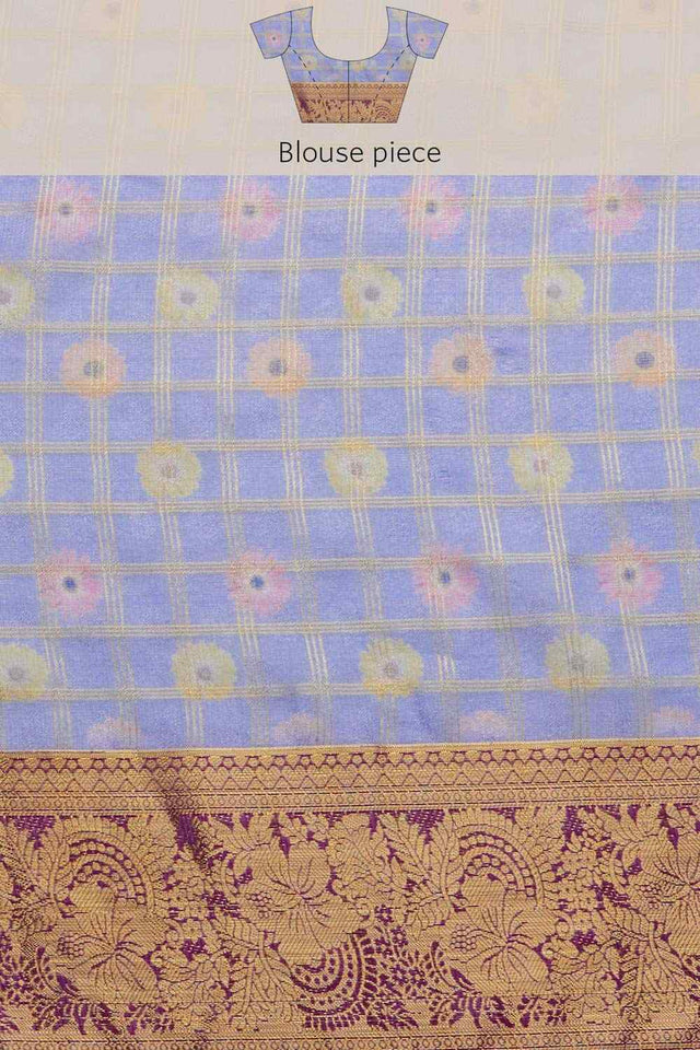 Lavender Muga Silk Floral Saree