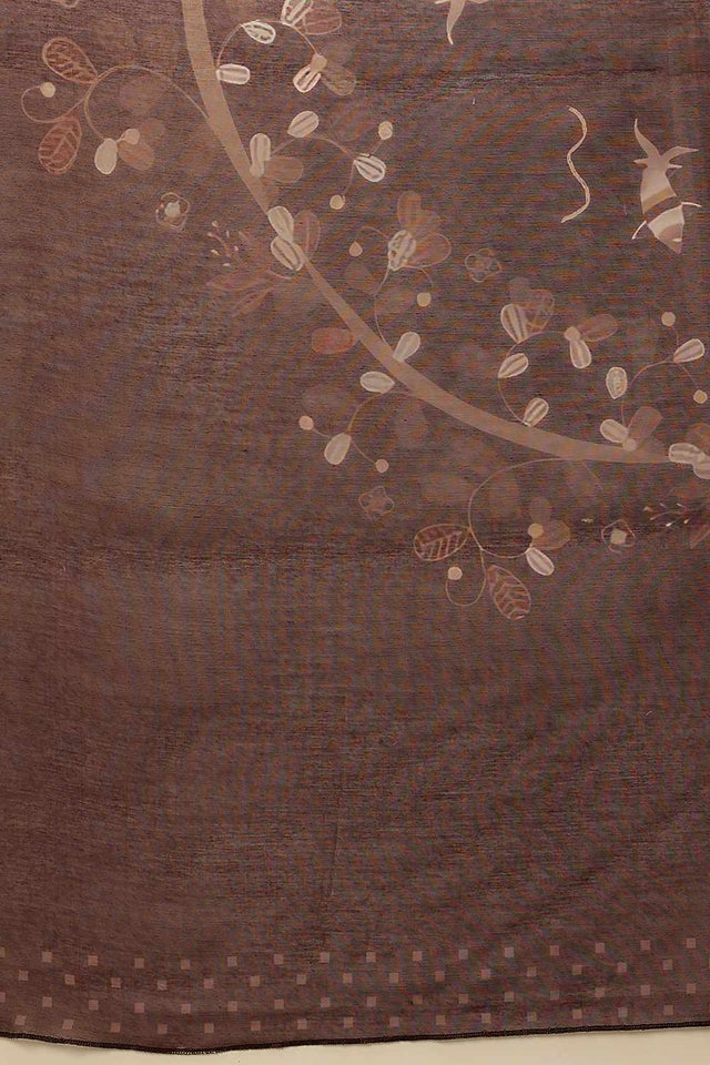 Wine Banarasi Printed Silk Saree