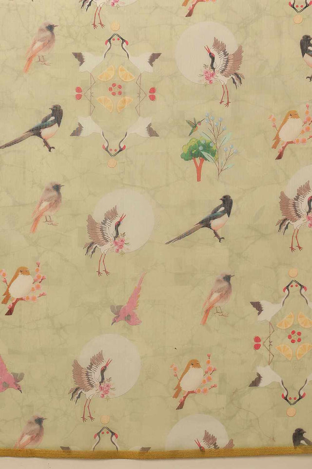 Blue Banarasi Floral Printed Silk Saree