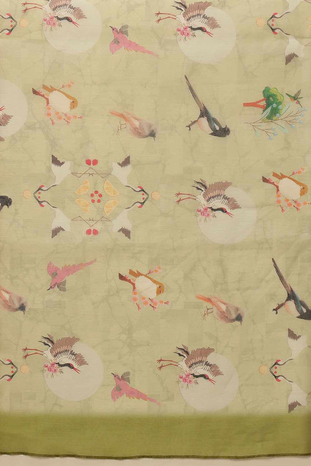 Blue Banarasi Floral Printed Silk Saree