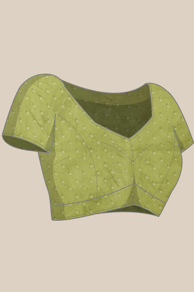 Blue Banarasi Floral Printed Silk Saree