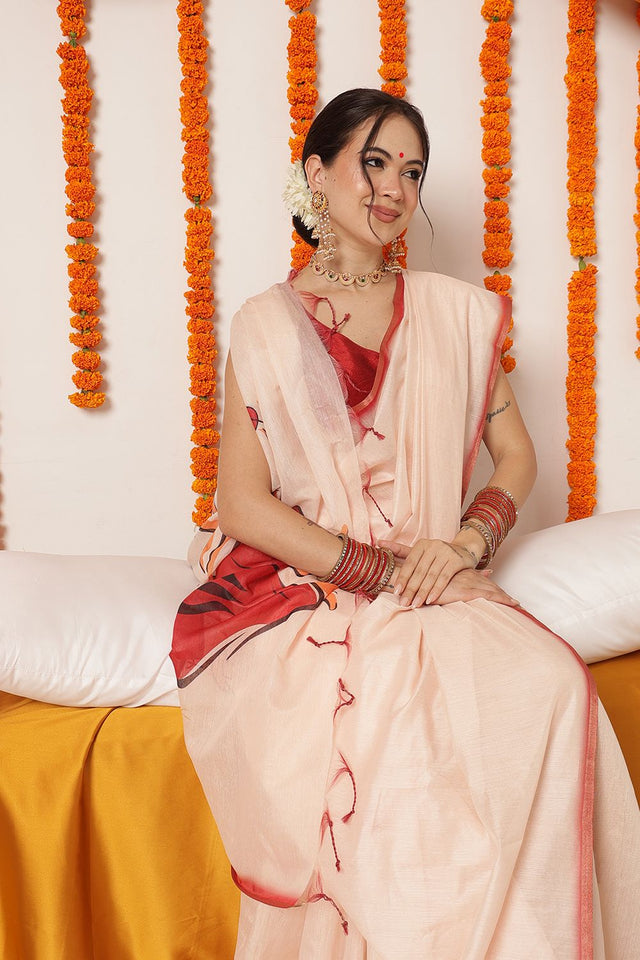 Beige Abstract Printed Cotton Blend Saree (SZ-DGDEVI1-3274)