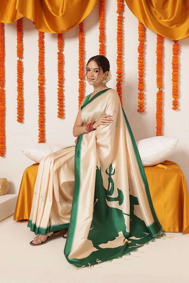 Beige Abstract Printed Art Silk Saree (SZ-DGDEVI3-3280)