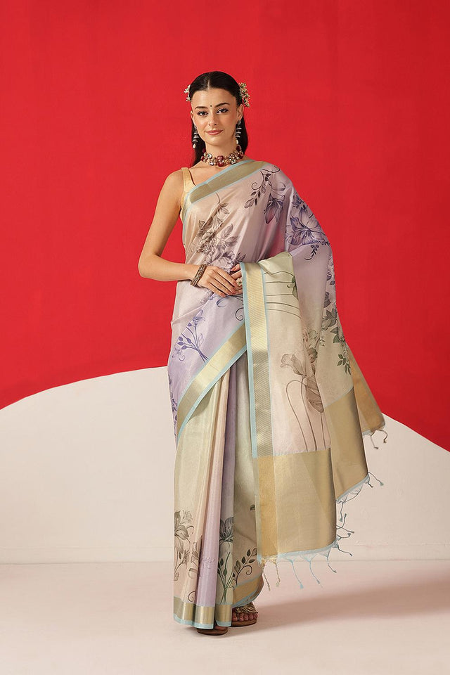 Multi Color Printed Tissue Saree (SZ-DGDOLPHIN-3054)