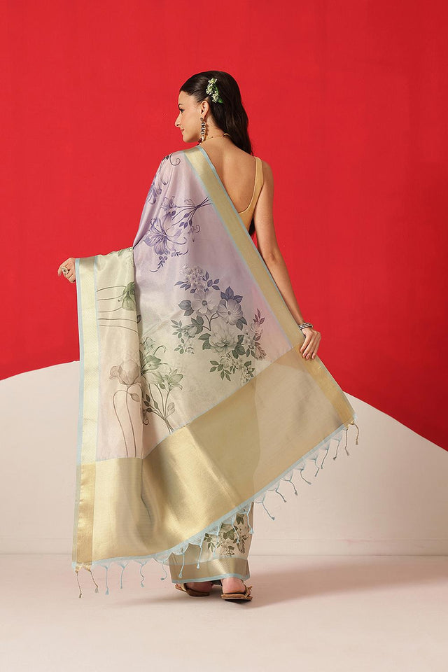 Multi Color Printed Tissue Saree (SZ-DGDOLPHIN-3054)