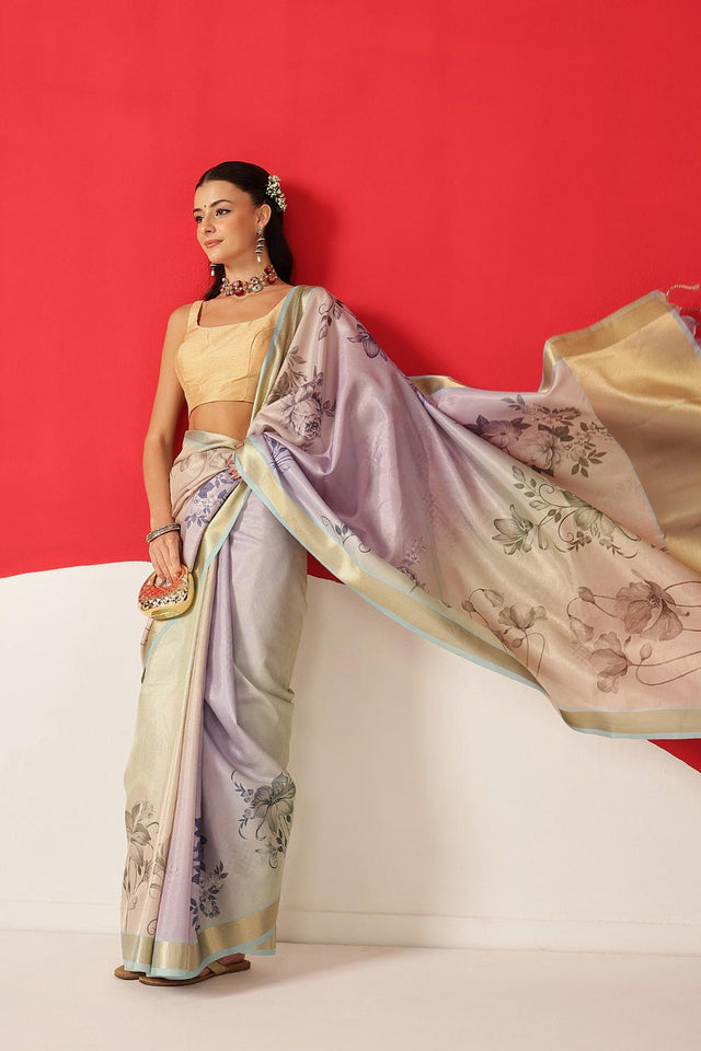 Multi Color Printed Tissue Saree (SZ-DGDOLPHIN-3054)