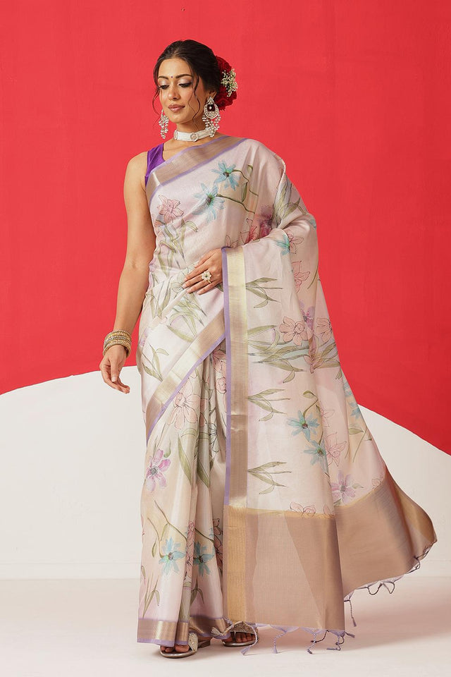 Multi Color Printed Tissue Saree (SZ-DGDOLPHIN-3058)