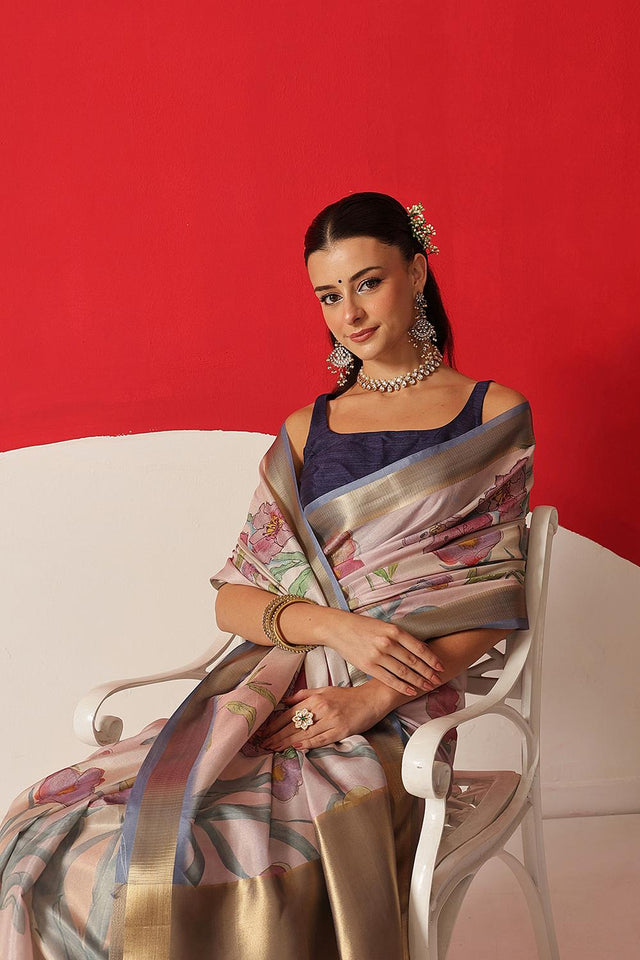 Multi Color Printed Tissue Saree (SZ-DGDOLPHIN-3059)
