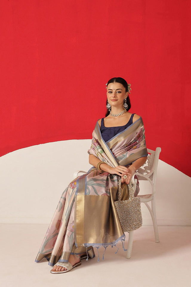 Multi Color Printed Tissue Saree (SZ-DGDOLPHIN-3059)