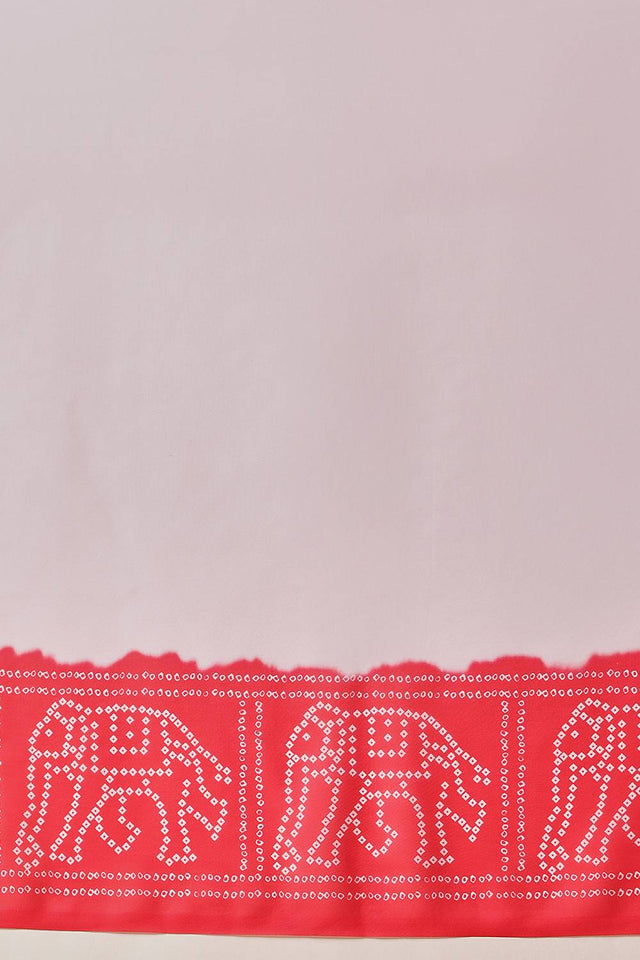 White Bandhani Printed Georgette Saree