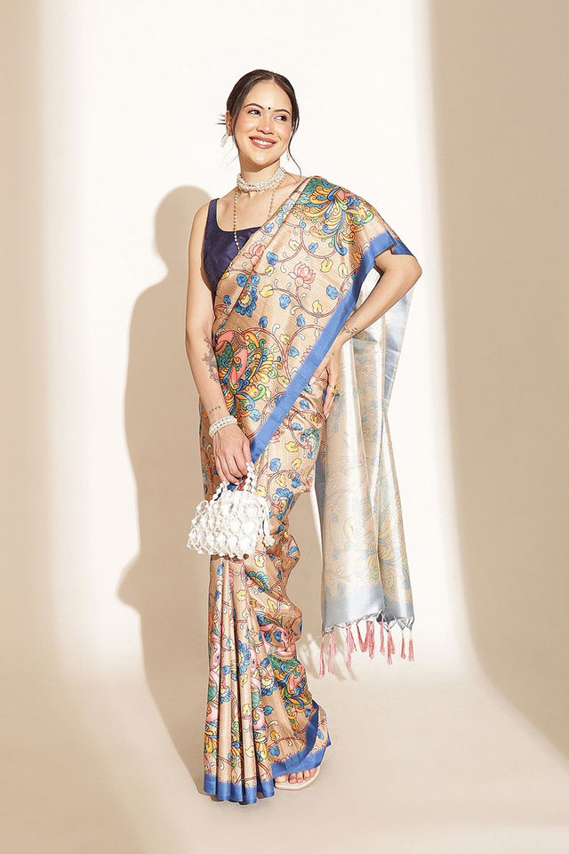 Brown Kalamkari Printed Silk Saree (SZ-DGGIA-BW-3219)