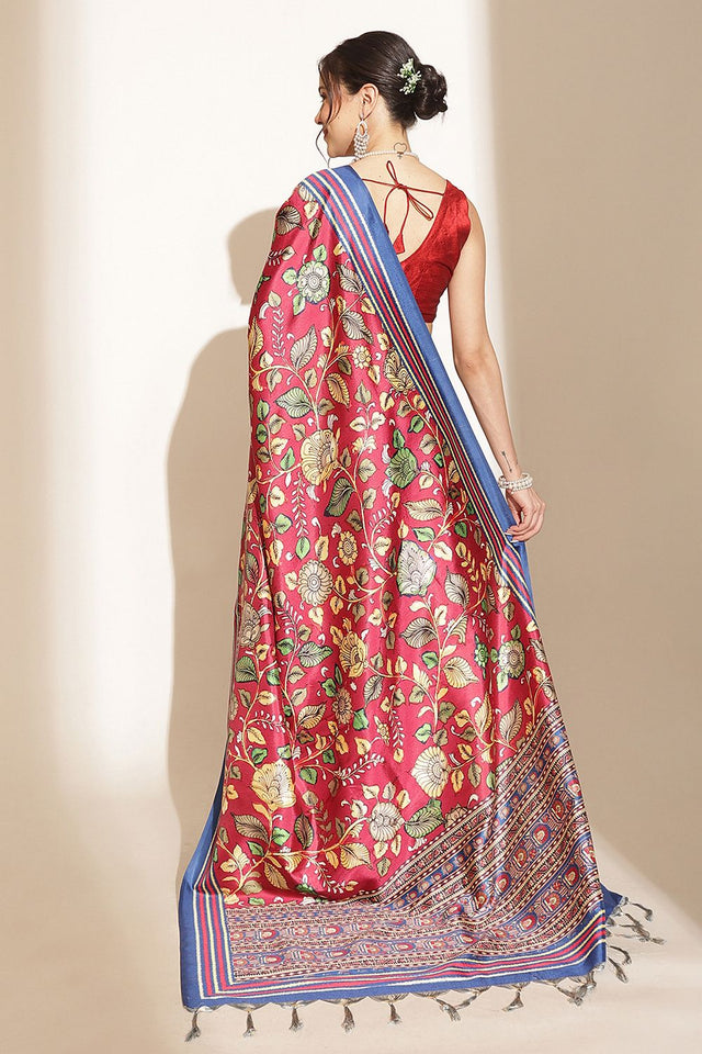 Pink Kalamkari Printed Silk Saree (SZ-DGGIA-PN-3221)