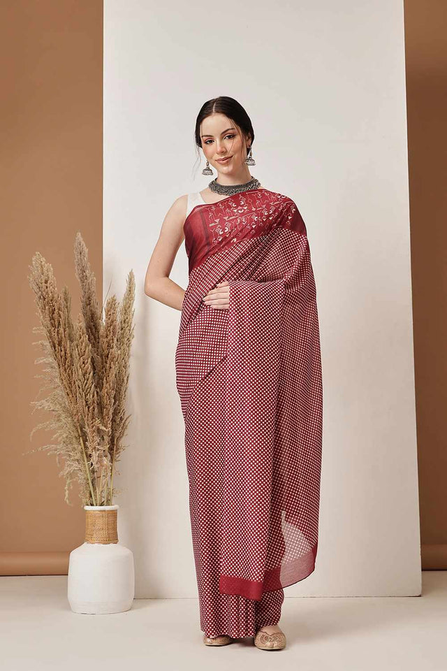 Pink Abstract Printed Cotton Saree
