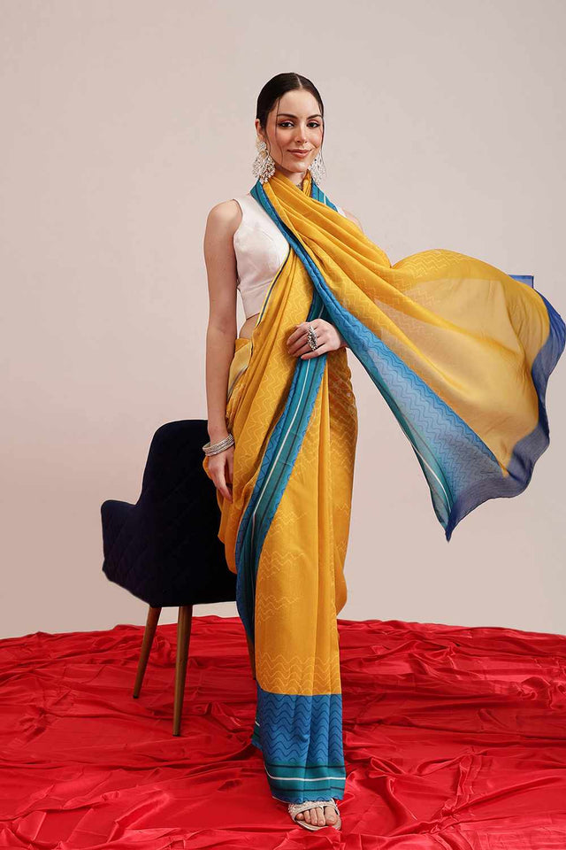 Pink Abstract Printed Cotton Saree