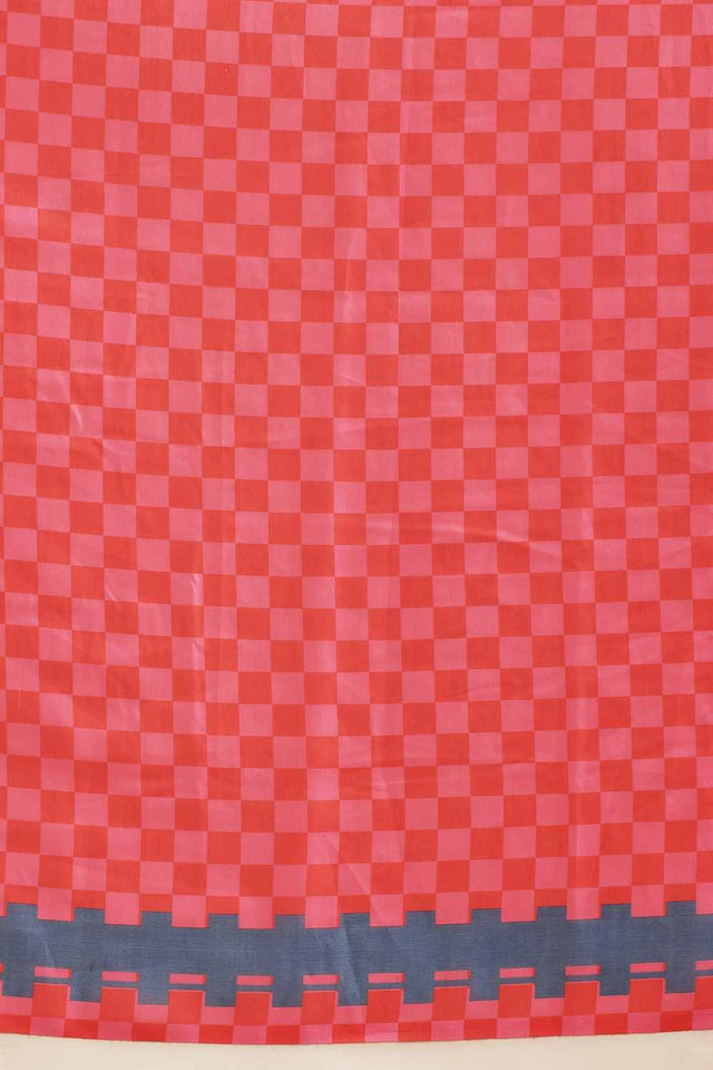 Red Printed Cotton Saree