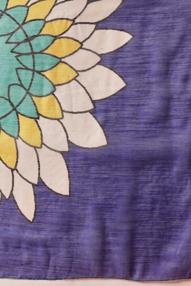 Yellow Floral Printed Tissue Saree