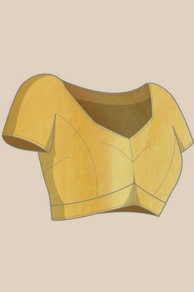 Yellow Floral Printed Tissue Saree