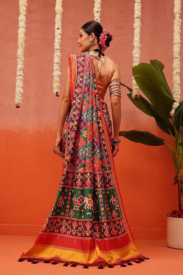 Multi Color Digital Printed Soft Silk Saree