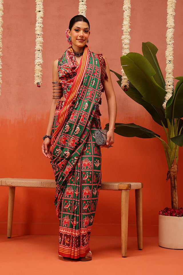 Multi Color Digital Printed Soft Silk Saree