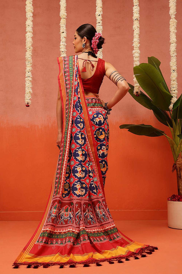 Multi Color Digital Printed Soft Silk Saree