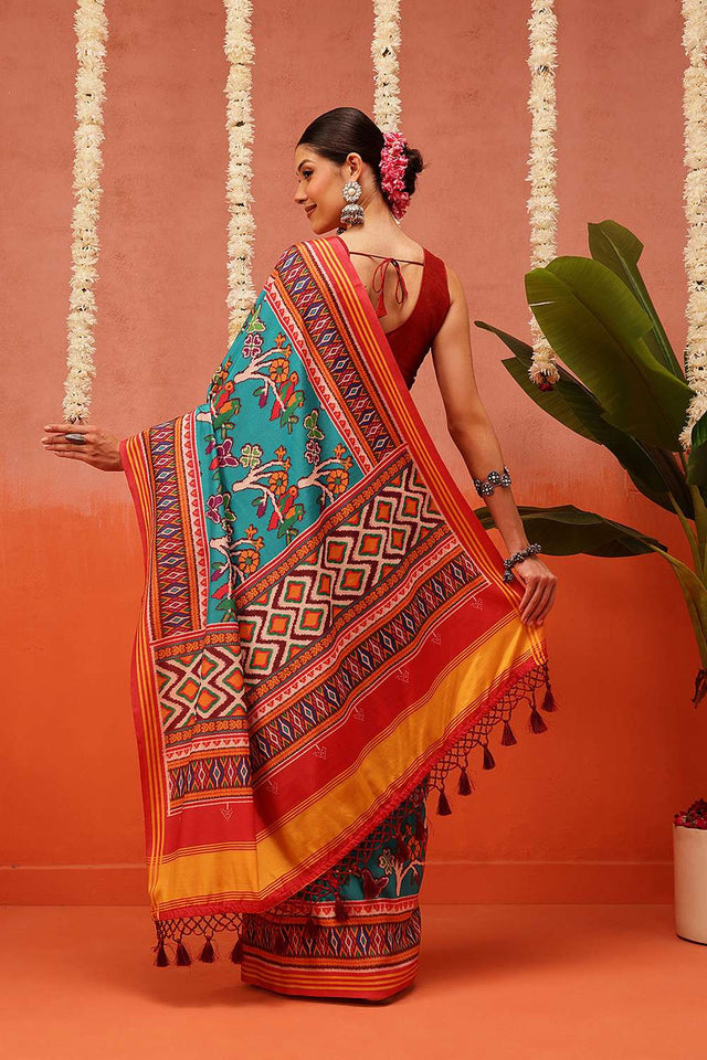 Multi Color Digital Printed Soft Silk Saree