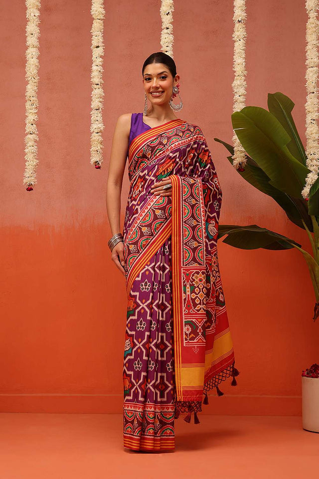 Multi Color Digital Printed Soft Silk Saree