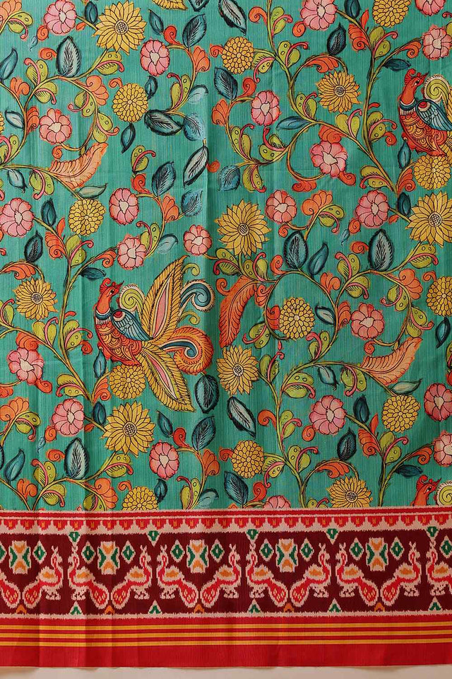 Multi Color Floral Printed Silk Saree