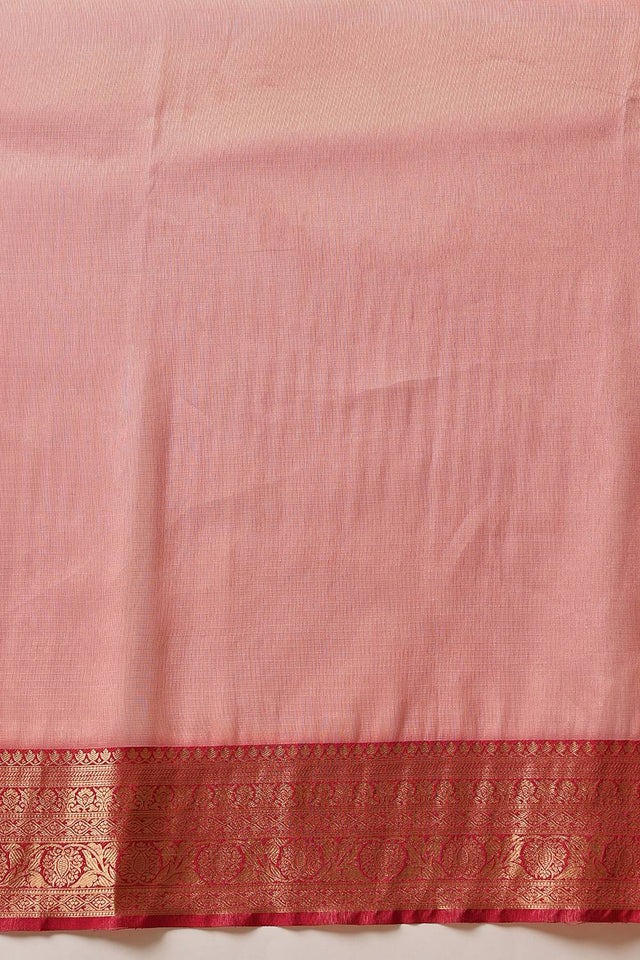 Pink Solid Tissue Saree