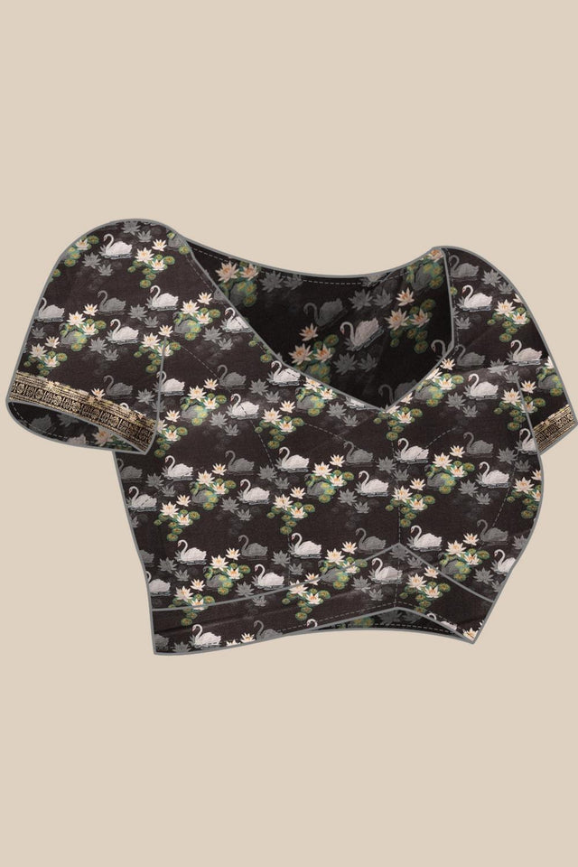 Black Floral Printed Art Silk Saree (SZ-DGKASHVI-BL-2994)